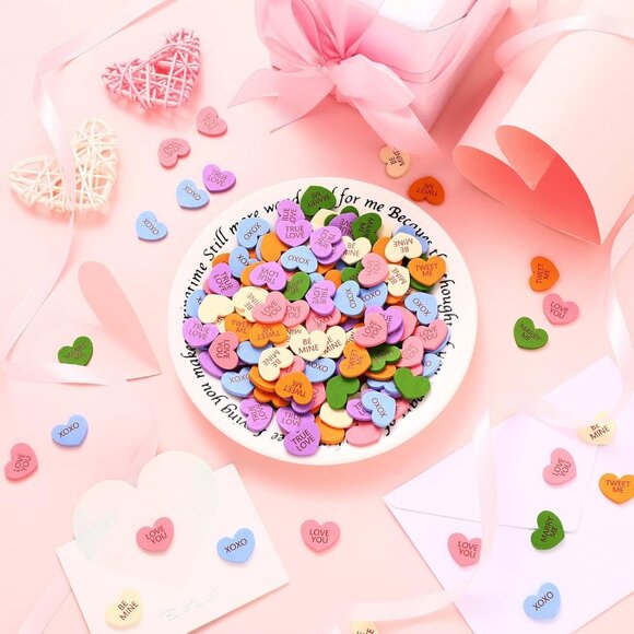 300 Pcs Valentine's Day Heart Confetti Wooden Conversation Hearts Decor Valentin - Picture 2 of 6